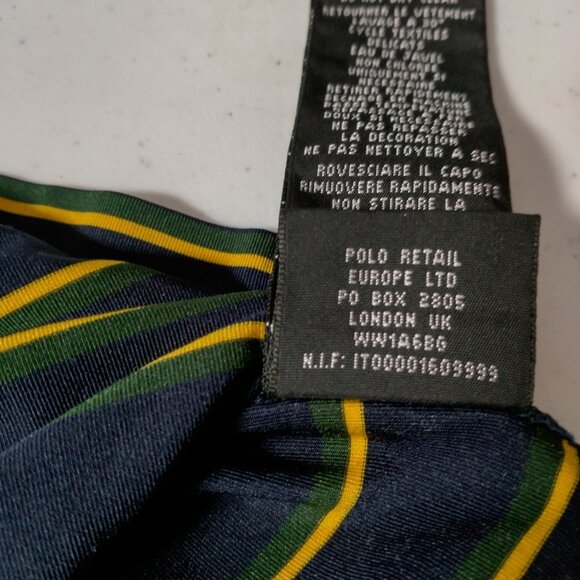 Ralph Lauren RLX Polo Shirt Men XL Golf Course Logo Blue Green Yellow Striped - Picture 8 of 16